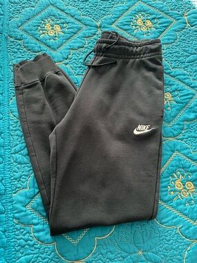 Nike Black Fleece Joggers with White Logo Tag